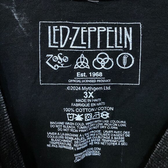 Led Zeppelin United States of America 1977 Icarus Rock Band Mineral Wash T-Shirt - Picture 4 of 4